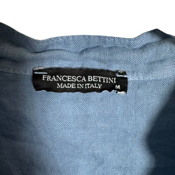 Francesca Bettini Italy 100% Linen Blue Sleeveless Button Front Blouse sz Medium - Picture 3 of 6